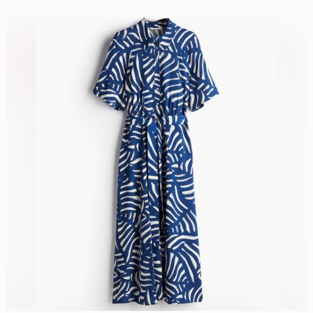 H & M Blue and White Wrap Maxi Dress